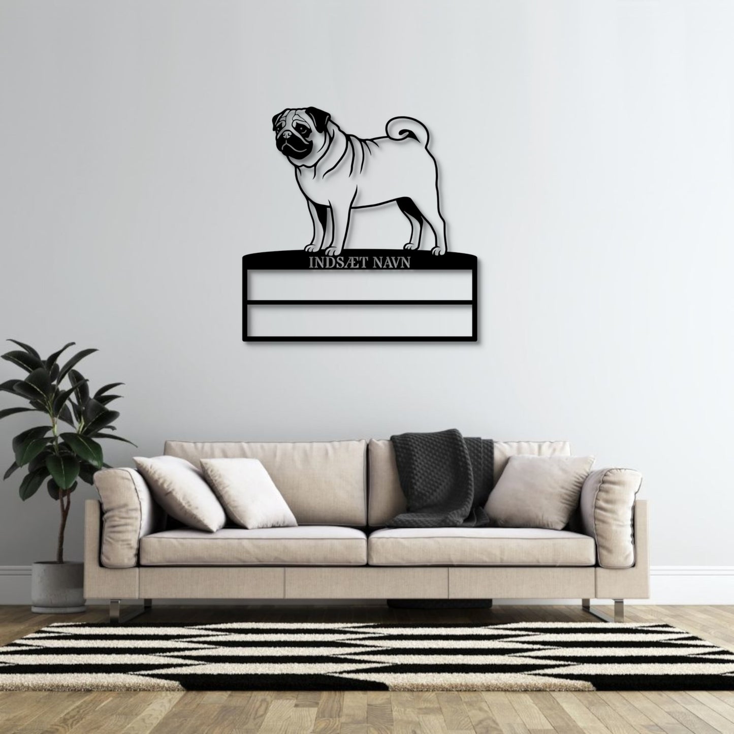 Personlig mops hunde metal navneskilt til rosetter....