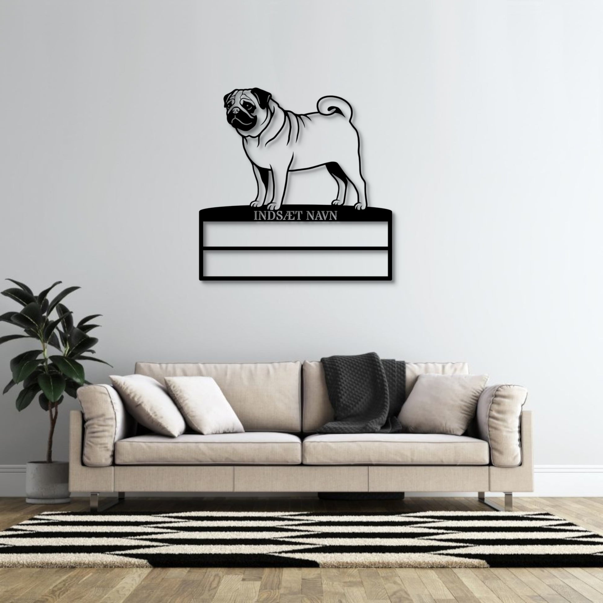 Personlig mops hunde metal navneskilt til rosetter....
