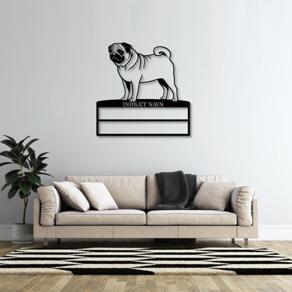 Personlig mops hunde metal navneskilt til rosetter....
