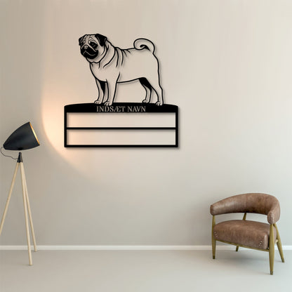 Personlig mops hunde metal navneskilt til rosetter...