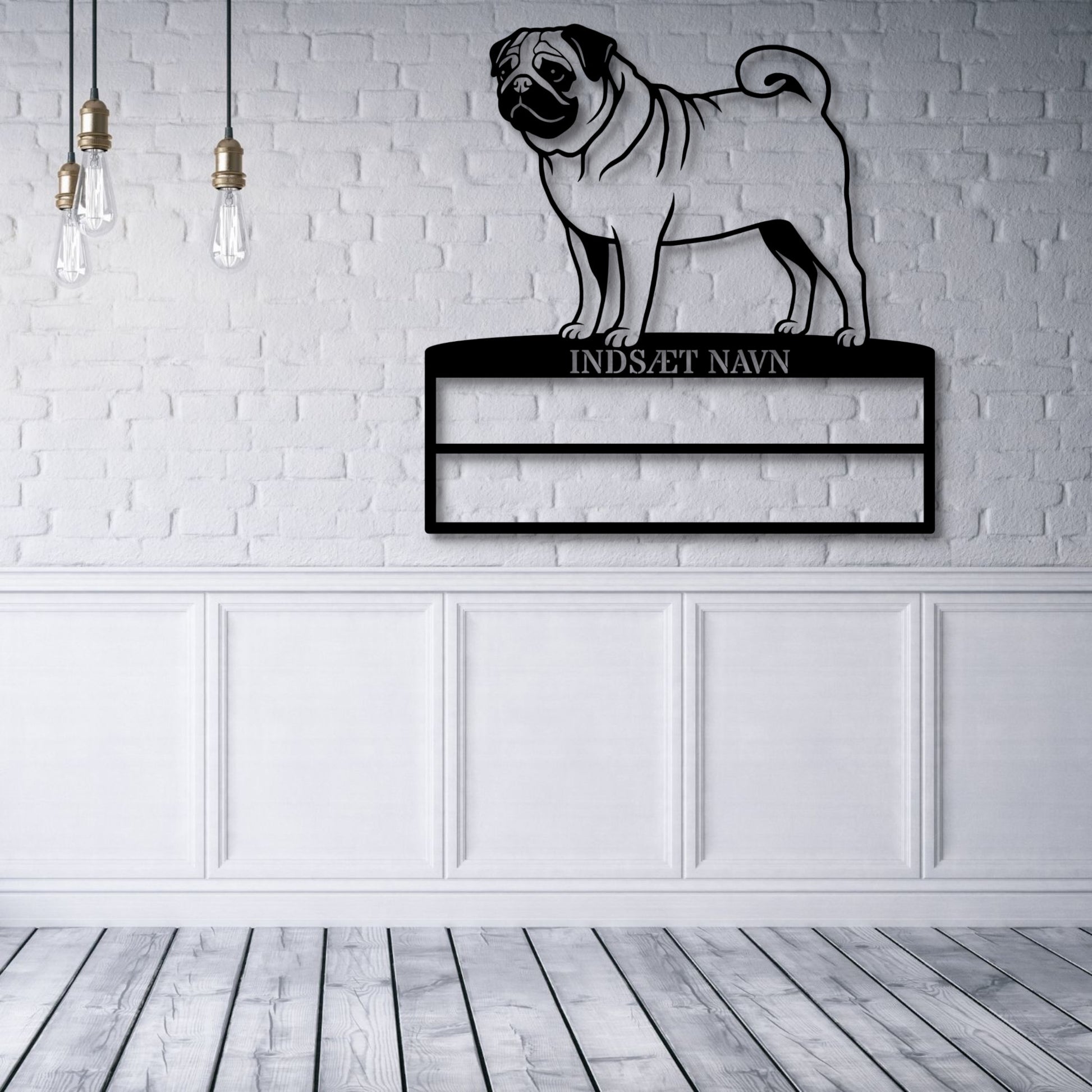 Personlig mops hunde metal navneskilt til rosetter..