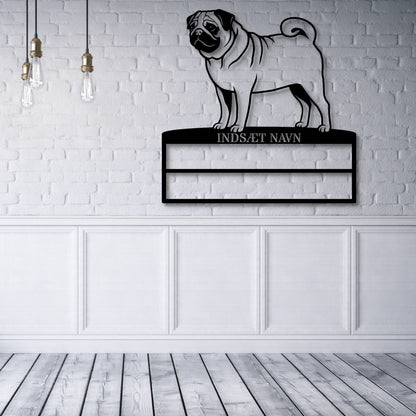 Personlig mops hunde metal navneskilt til rosetter..