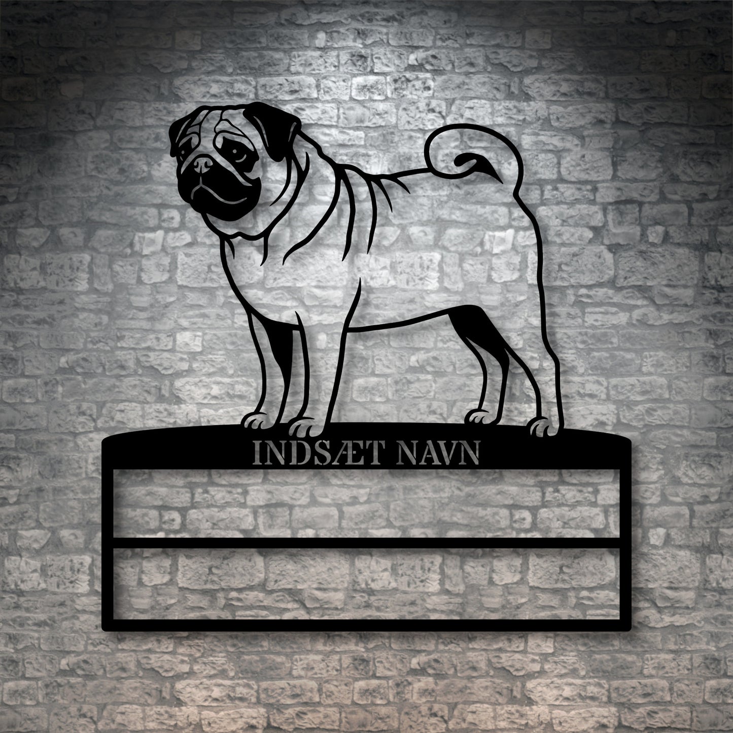 Personlig mops hunde metal navneskilt til rosetter