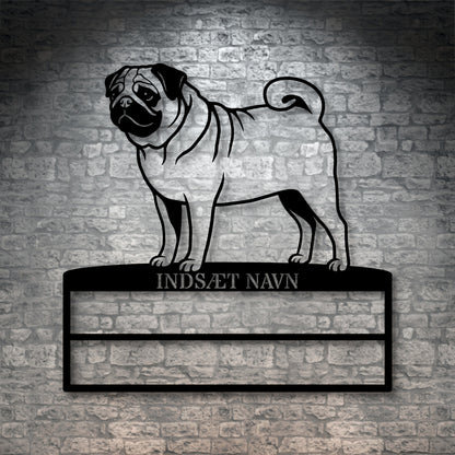 Personlig mops hunde metal navneskilt til rosetter