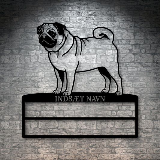 Personlig mops hunde metal navneskilt til rosetter