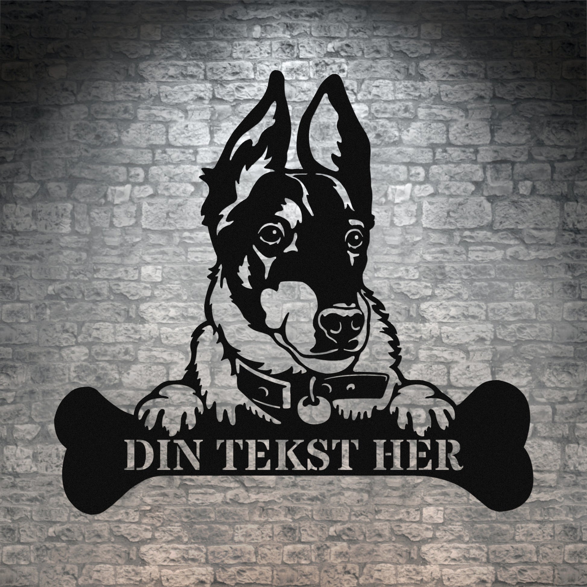 Personlig rat terrier metalskilt i sort med personlig tekst. Hundeejer gaveidé