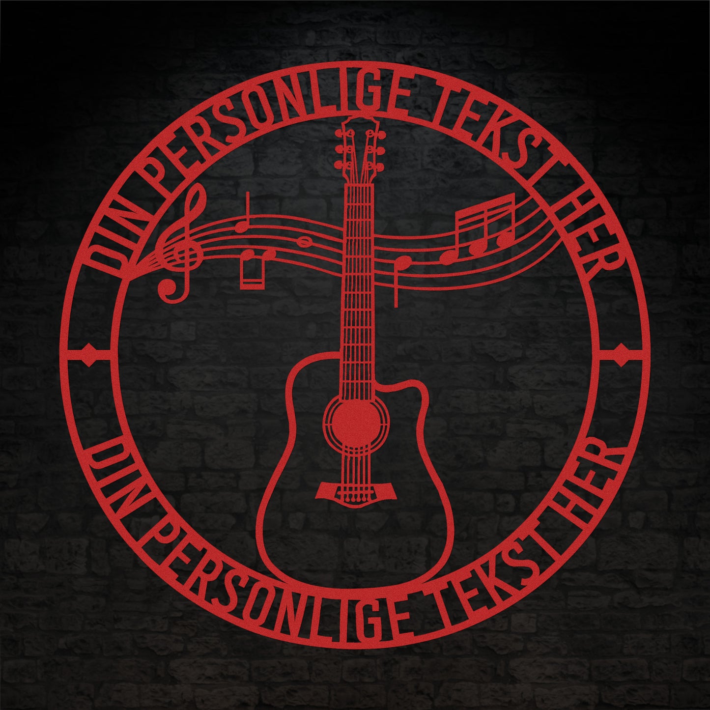 Rød guitar metalskilt med personlig tekst. musiker navneskilt gaveidé
