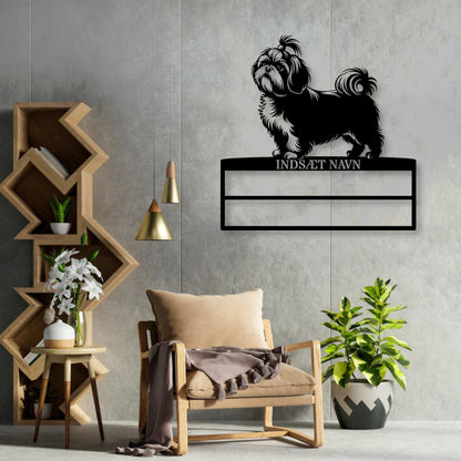 Shih Tzu rosette display metalskilt med personlig navn. Unik Gaveide til hundeejeren....