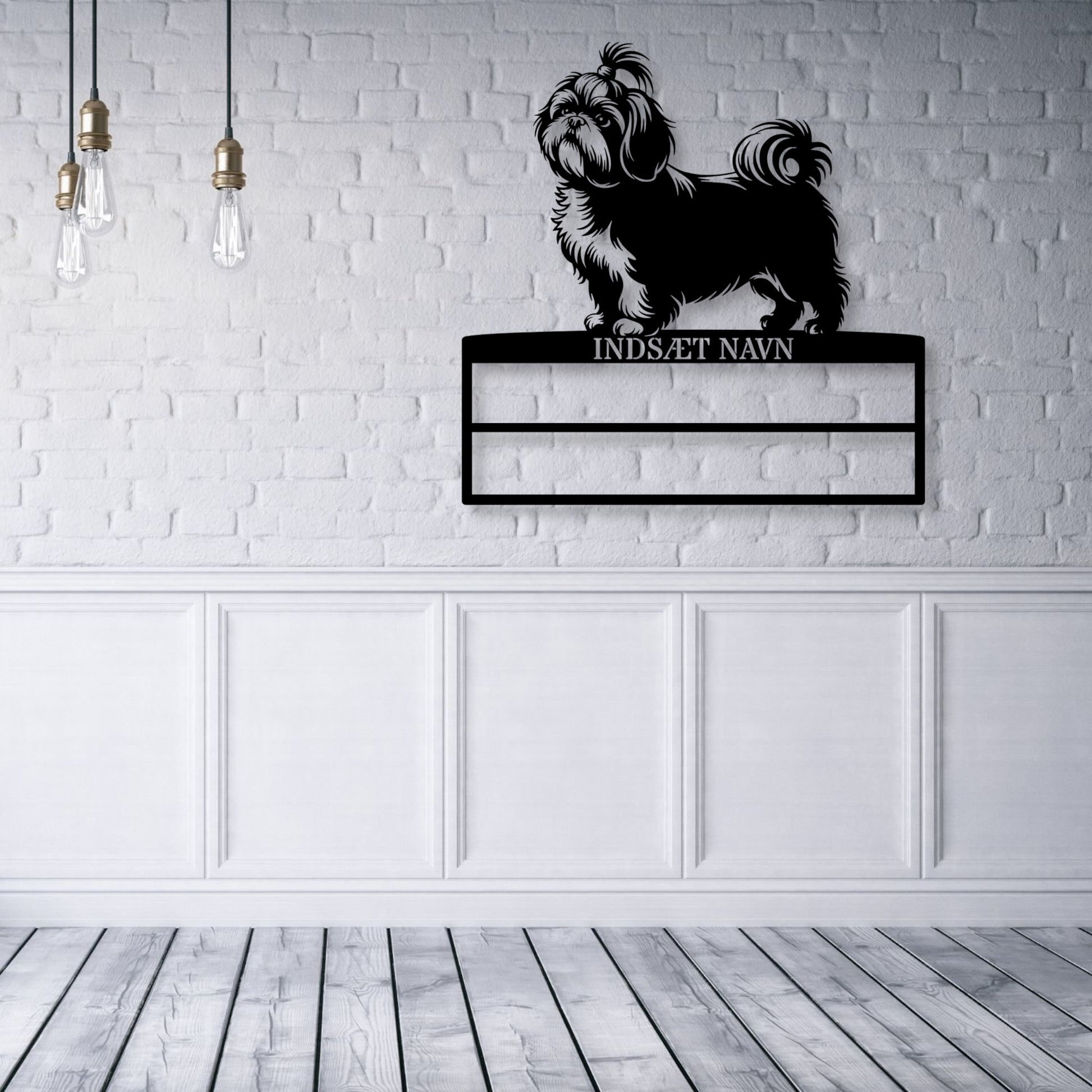 Shih Tzu rosette display metalskilt med personlig navn. Unik Gaveide til hundeejeren.