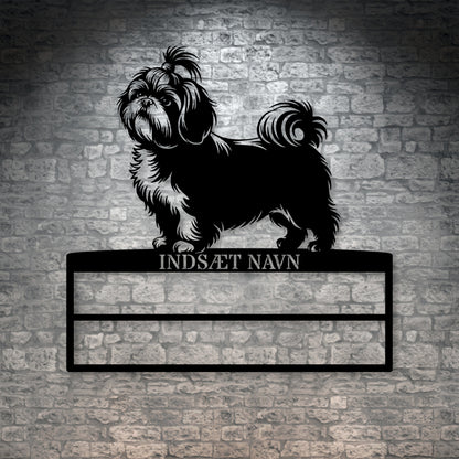 Shih Tzu rosette display metalskilt med personlig navn. Unik Gaveide til hundeejeren