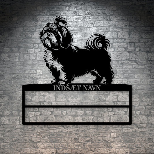 Shih Tzu rosette display metalskilt med personlig navn. Unik Gaveide til hundeejeren