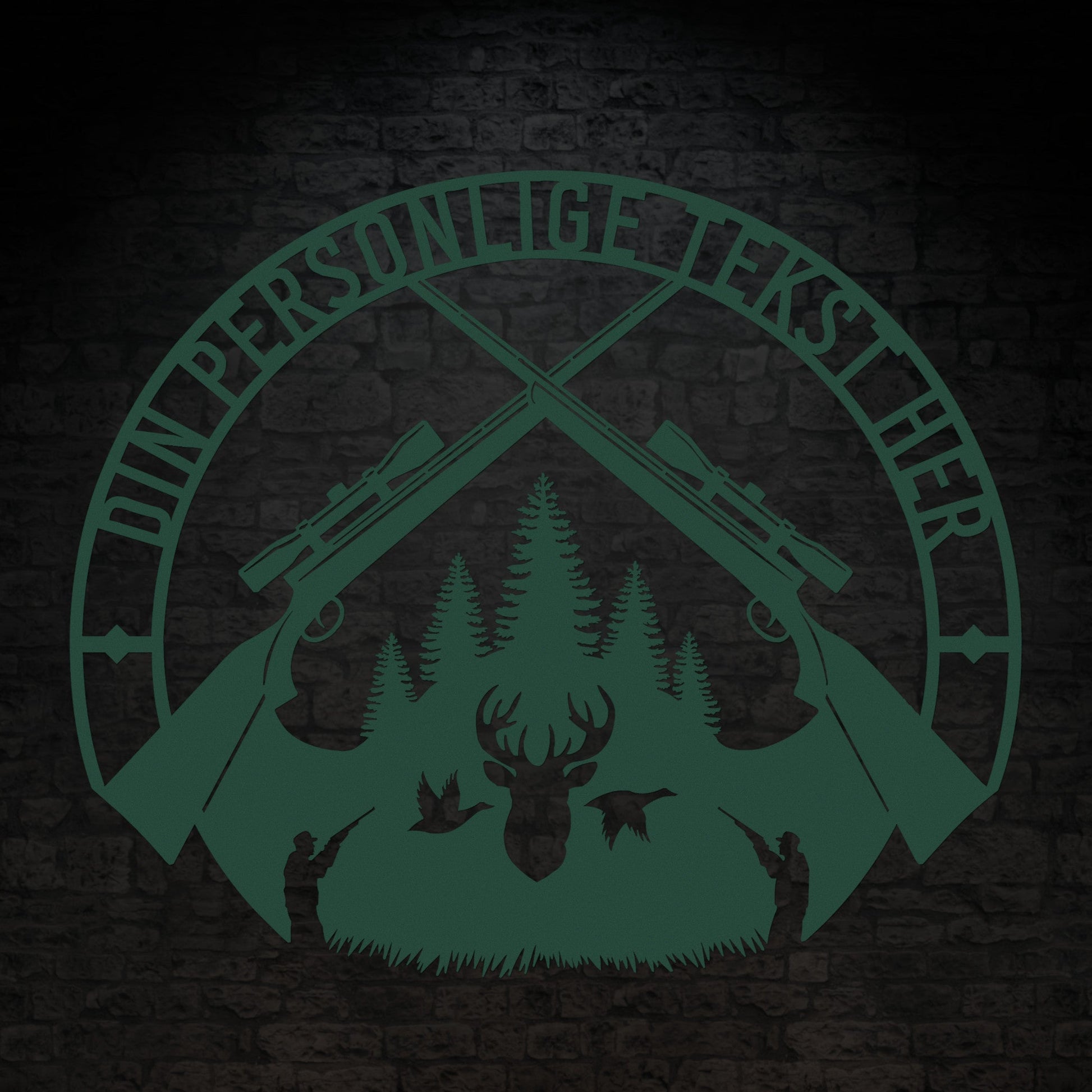 Special Jagt tema metalskilt i grøn med personlig tekst eller navn