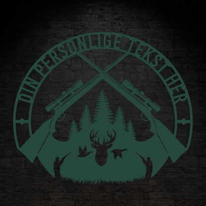 Special Jagt tema metalskilt i grøn med personlig tekst eller navn