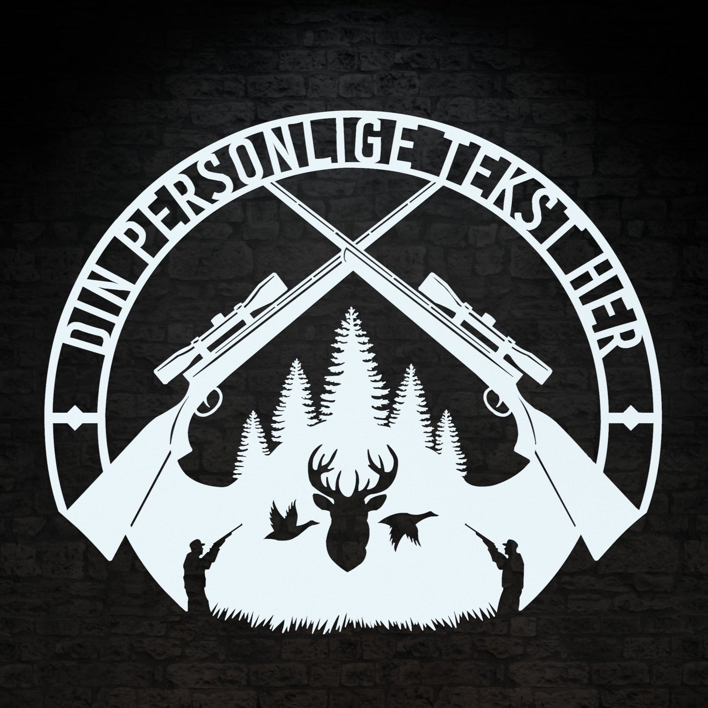 Special Jagt tema metalskilt i hvid med personlig tekst eller navn