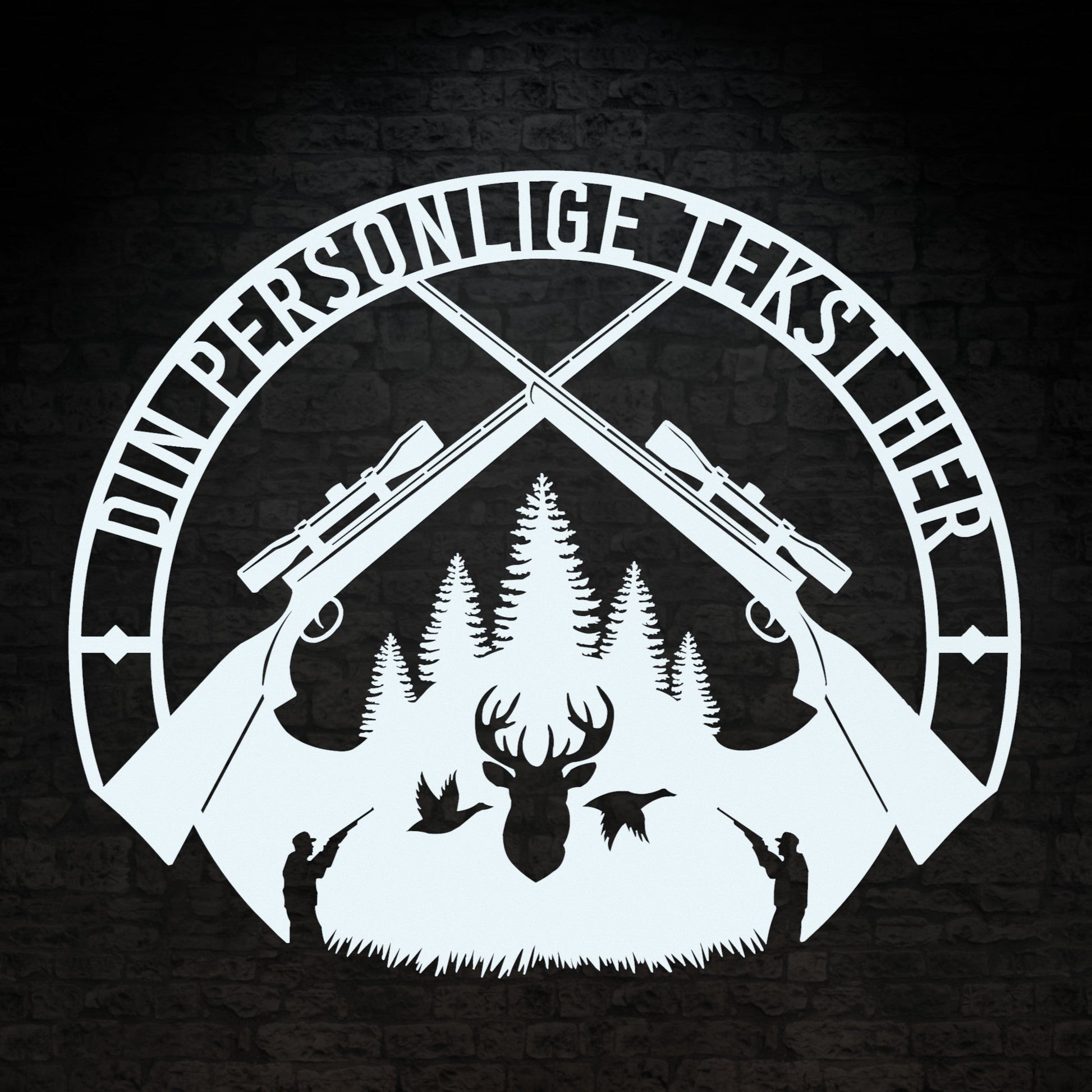 Special Jagt tema metalskilt i hvid med personlig tekst eller navn