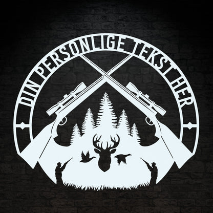 Special Jagt tema metalskilt i hvid med personlig tekst eller navn