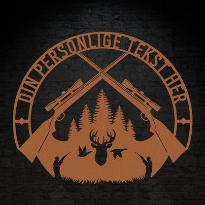 Special Jagt tema metalskilt i kobberfave med personlig tekst eller navn