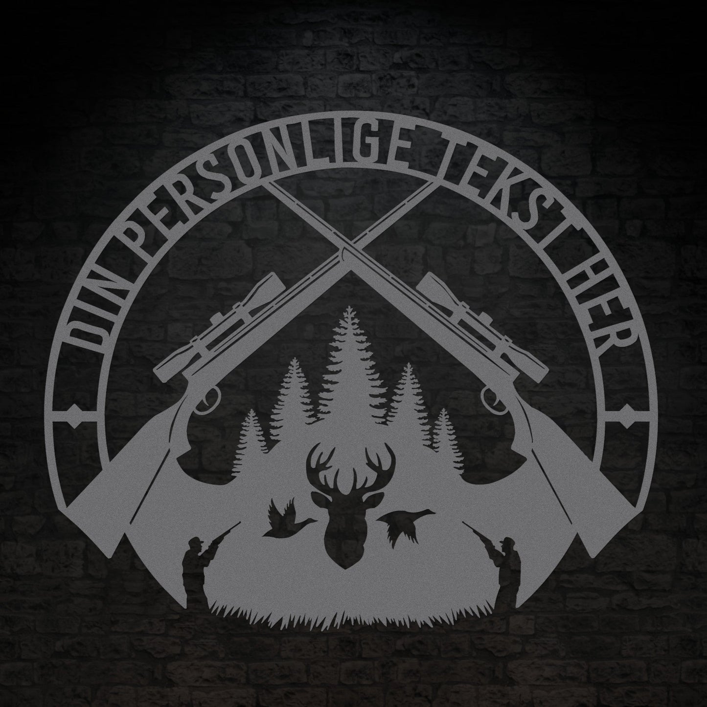 Special Jagt tema metalskilt i sølv med personlig tekst eller navn