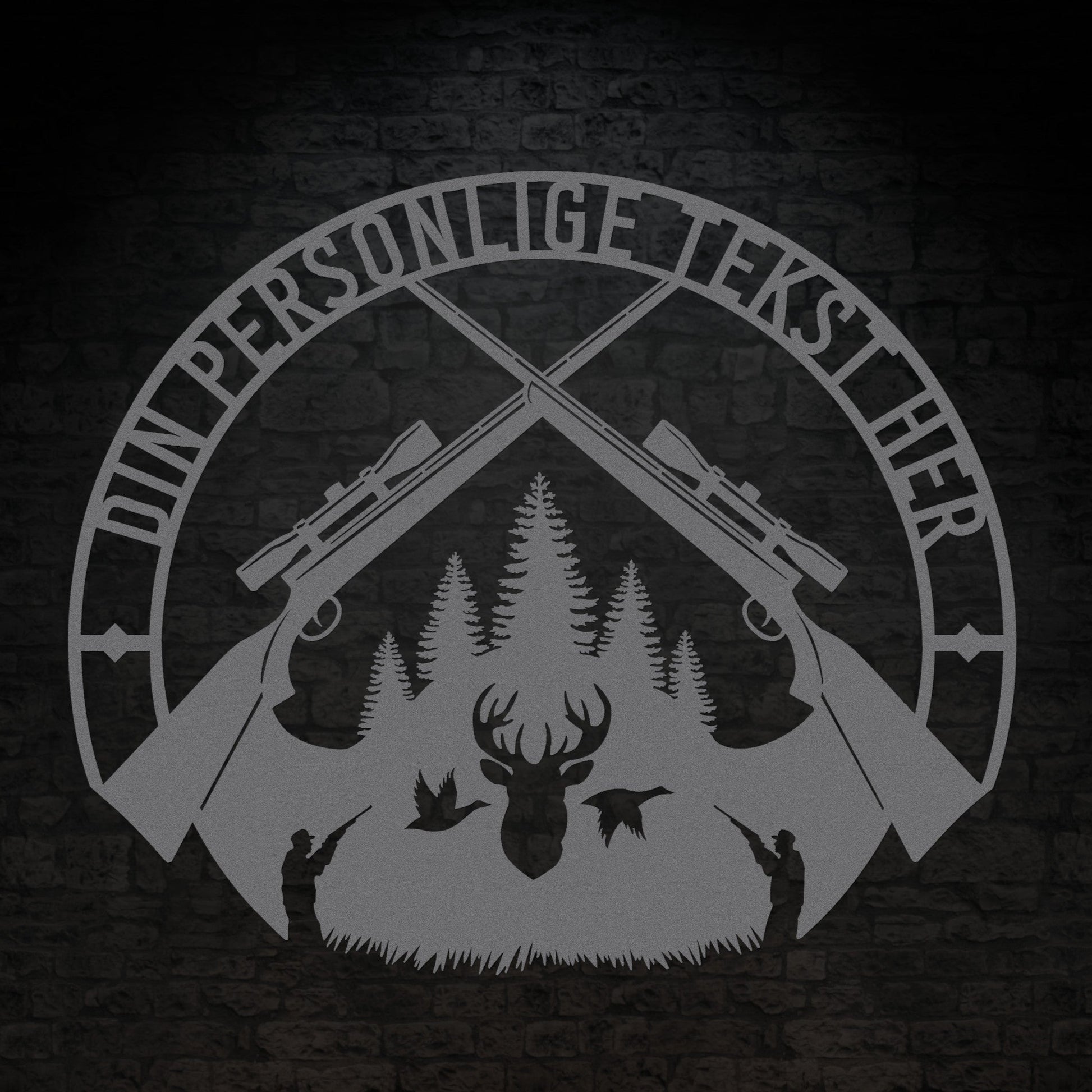 Special Jagt tema metalskilt i sølv med personlig tekst eller navn