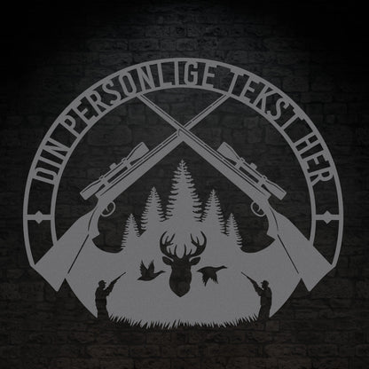 Special Jagt tema metalskilt i sølv med personlig tekst eller navn