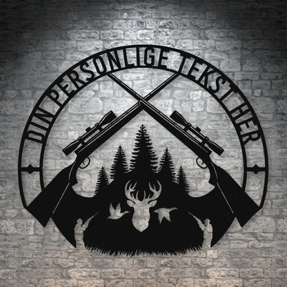 Special Jagt tema metalskilt i sort med personlig tekst eller navn