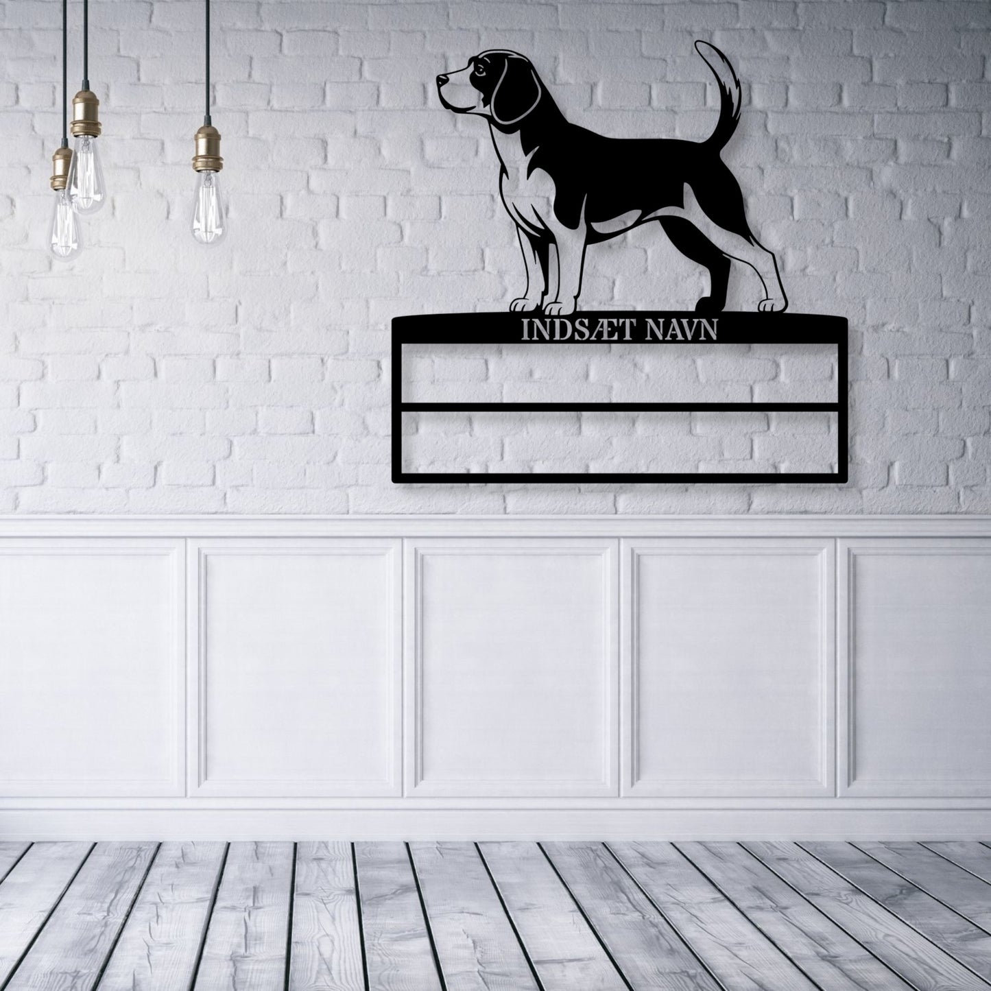Speciallavet Personlig Beagle væg metalskilt med personlig tekst til rosetter. Unik Gaveide til hundeejer.