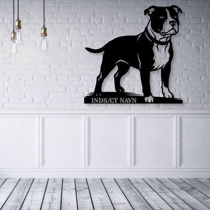 Staffordshire Bull Terrier hunde metalskilt med personlig tekst...