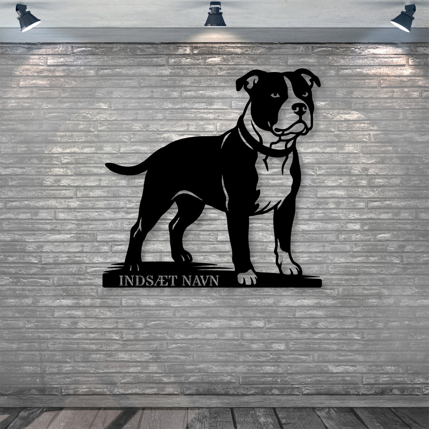 Staffordshire Bull Terrier hunde metalskilt med personlig tekst..