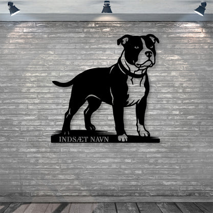 Staffordshire Bull Terrier hunde metalskilt med personlig tekst..
