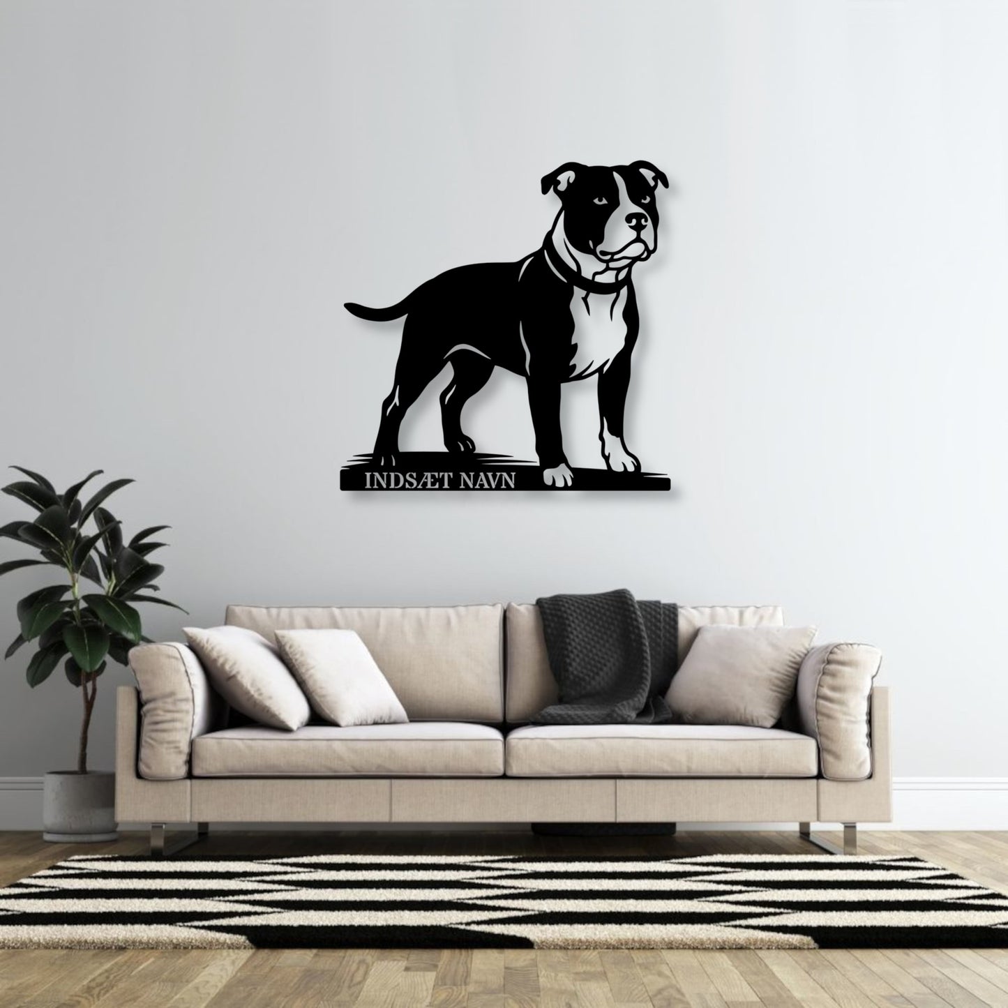 Staffordshire Bull Terrier hunde metalskilt med personlig tekst.