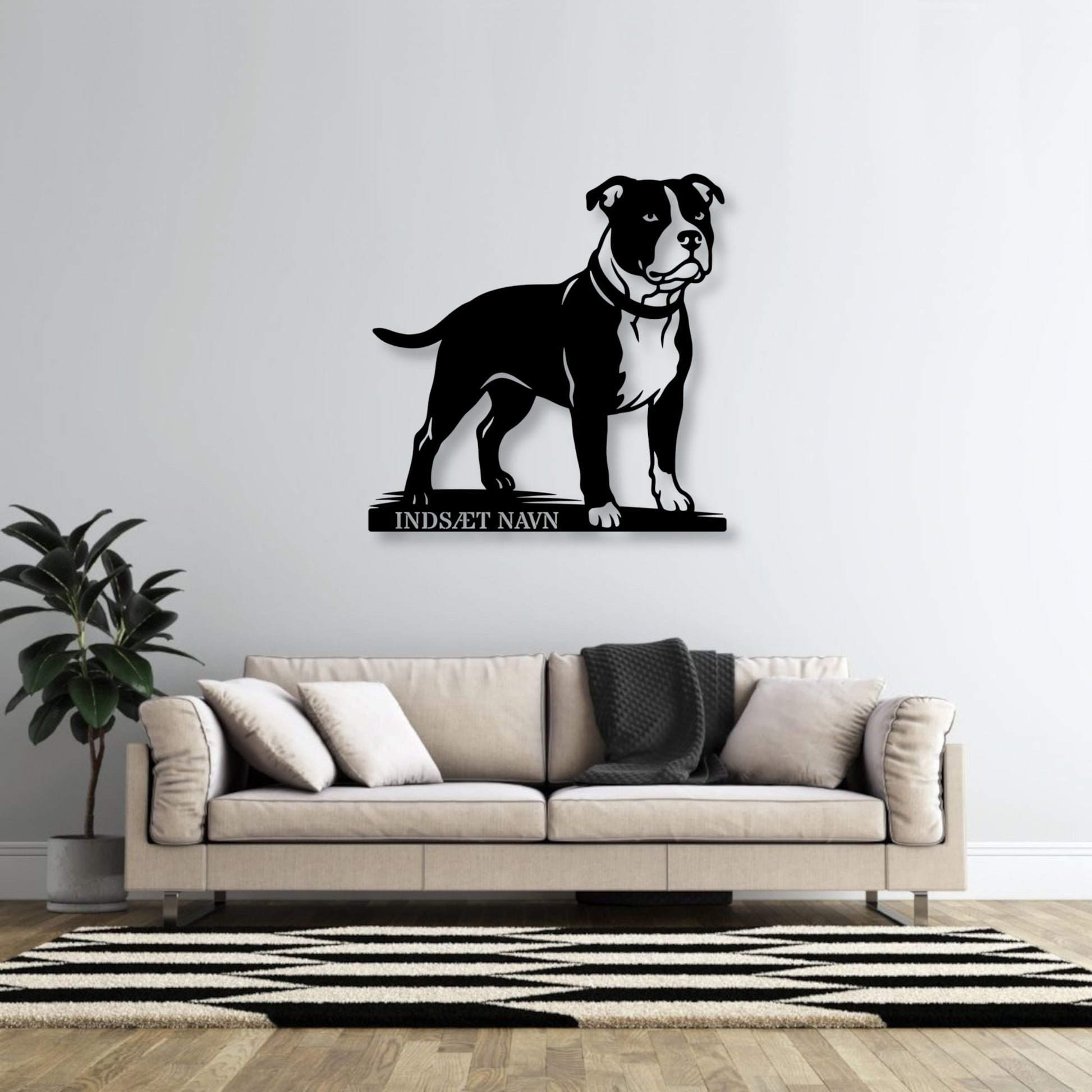 Staffordshire Bull Terrier hunde metalskilt med personlig tekst.