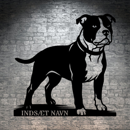Staffordshire Bull Terrier hunde metalskilt med personlig tekst