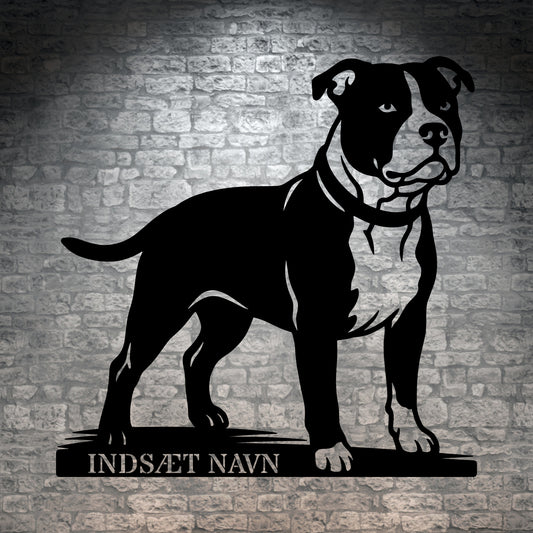 Staffordshire Bull Terrier hunde metalskilt med personlig tekst