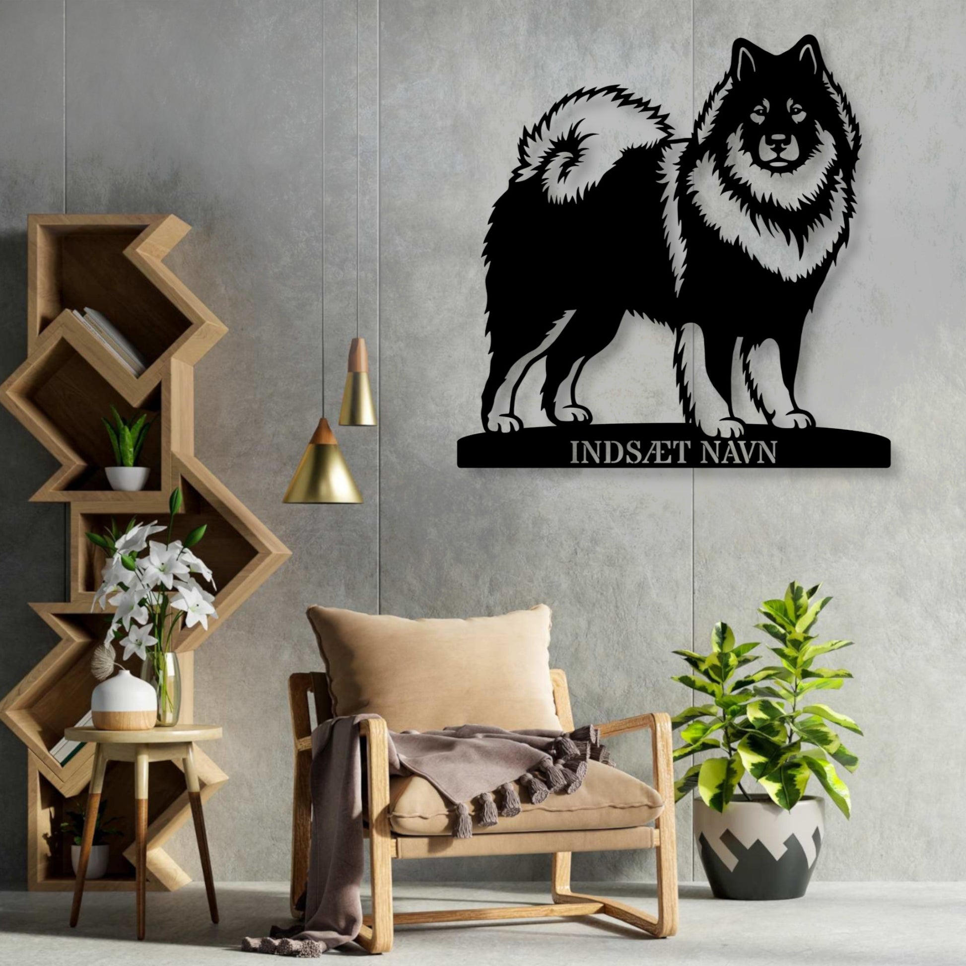 Stort Eurasier metalskilt med personlig tekst....