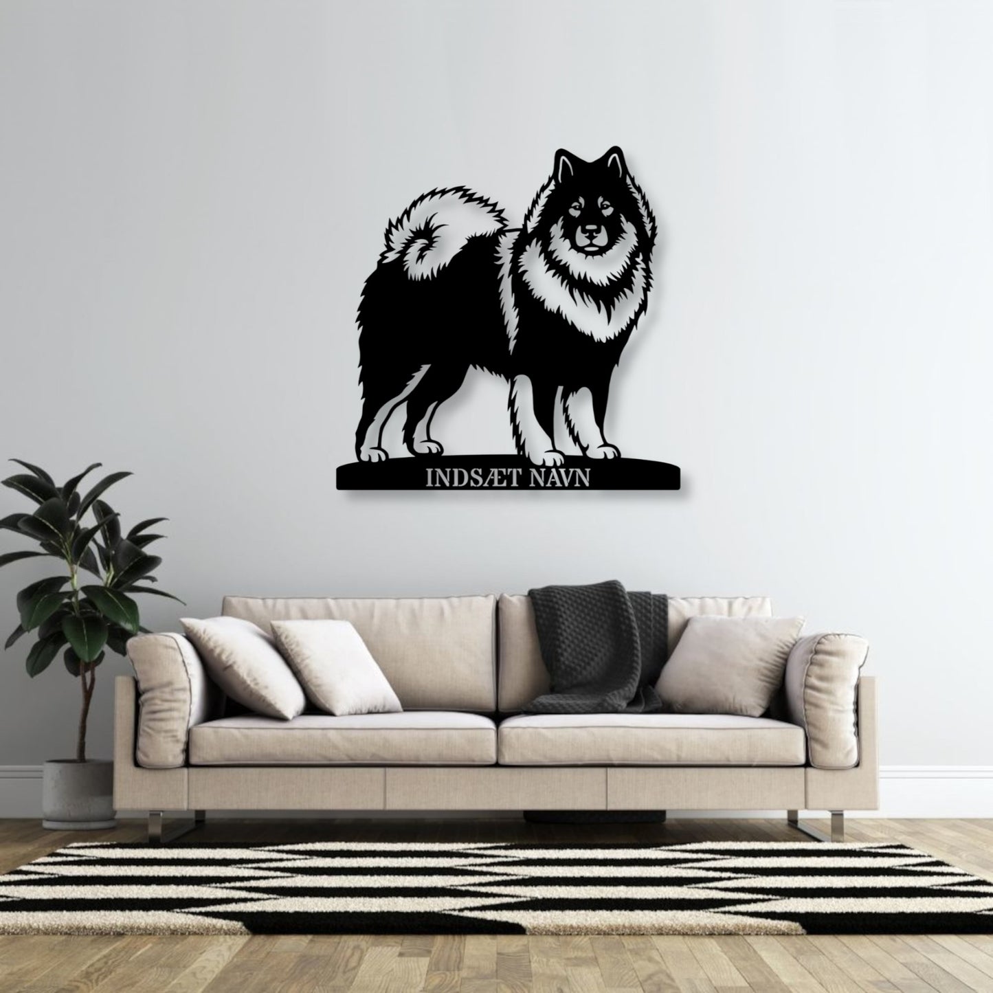 Stort Eurasier metalskilt med personlig tekst.