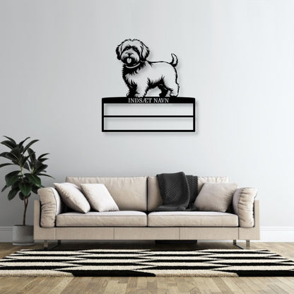 Stort Personlig Bomuldshund væg metalskilt med personlig tekst til rosetter. Unik Gaveide til hundeejer