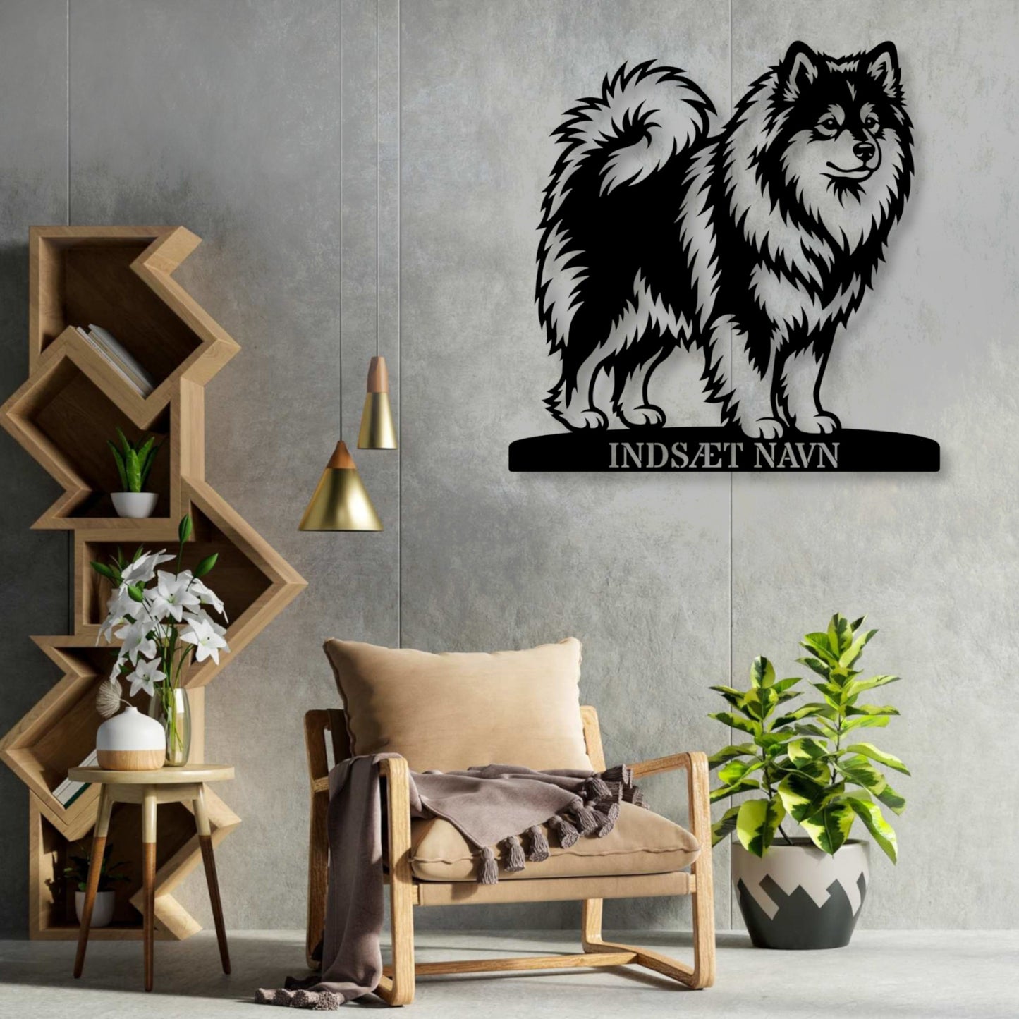 Stort Personlig Finsk Lapphund metalskilt med hundenavn.....