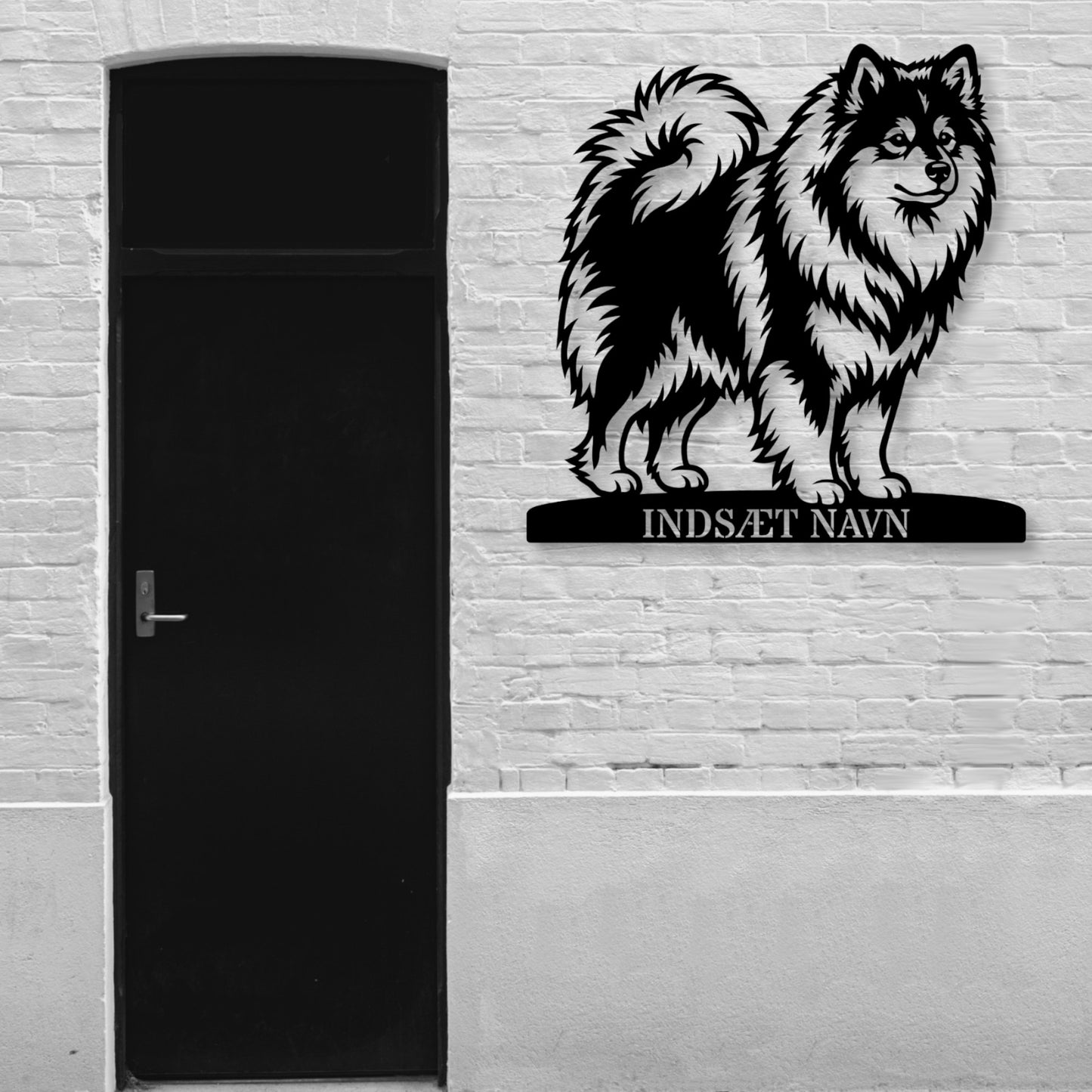 Stort Personlig Finsk Lapphund metalskilt med hundenavn....