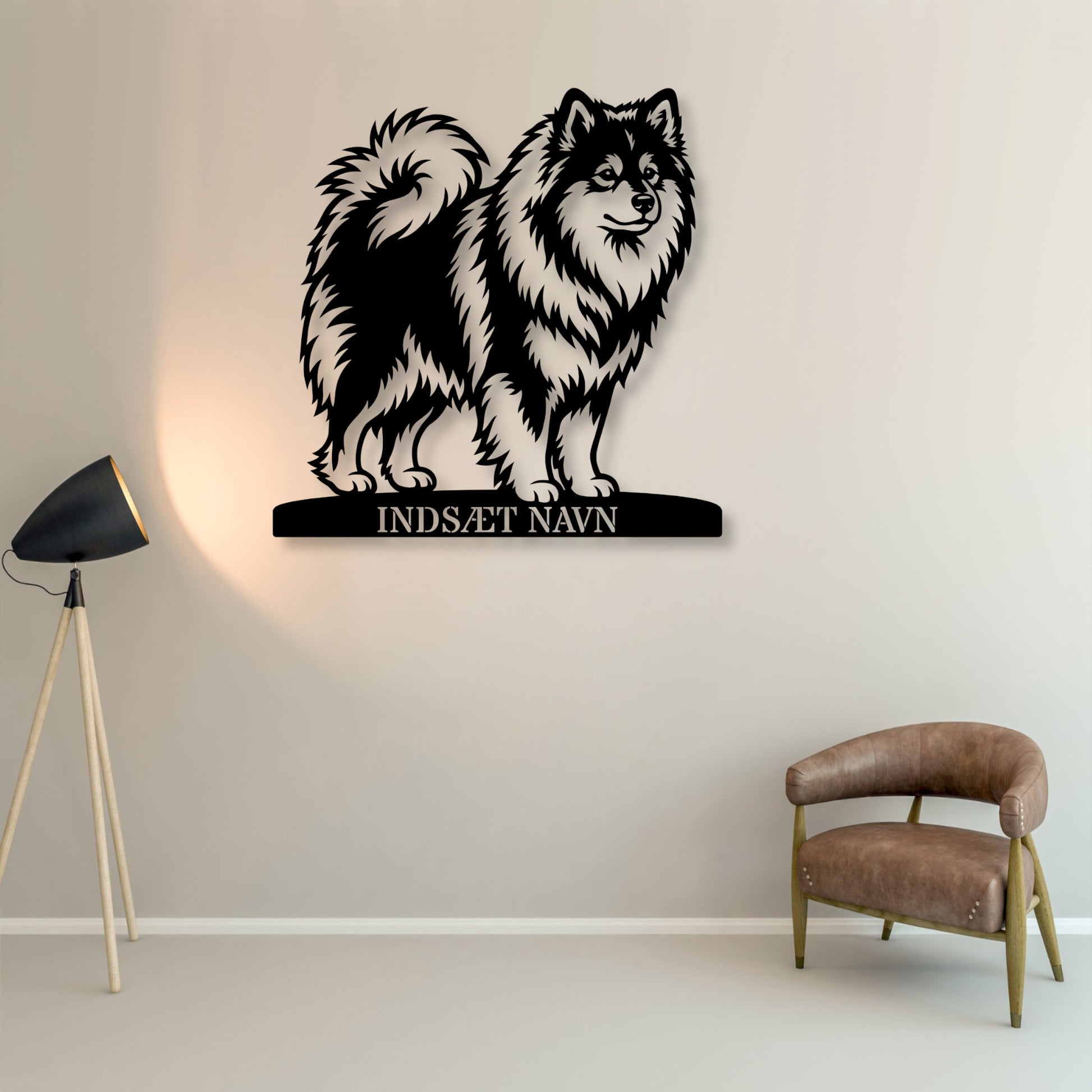 Stort Personlig Finsk Lapphund metalskilt med hundenavn...