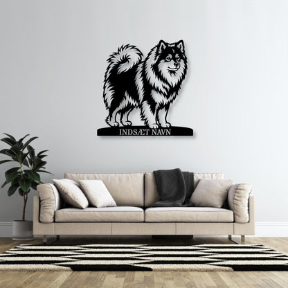 Stort Personlig Finsk Lapphund metalskilt med hundenavn.