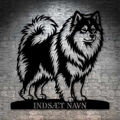 Stort Personlig Finsk Lapphund metalskilt med hundenavn