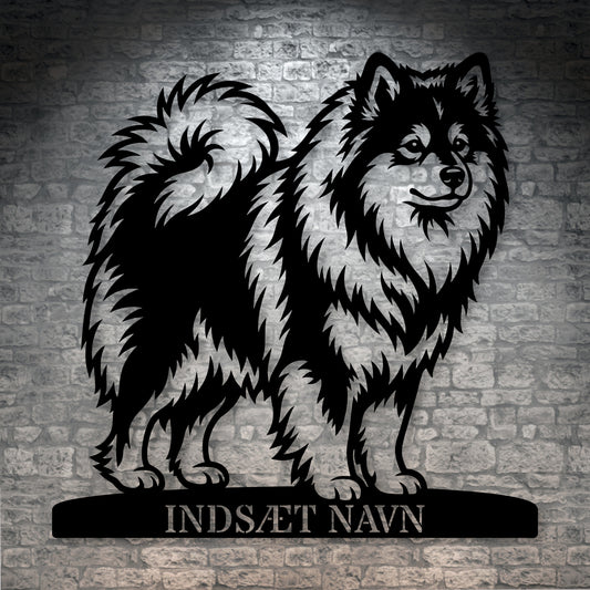 Stort Personlig Finsk Lapphund metalskilt med hundenavn