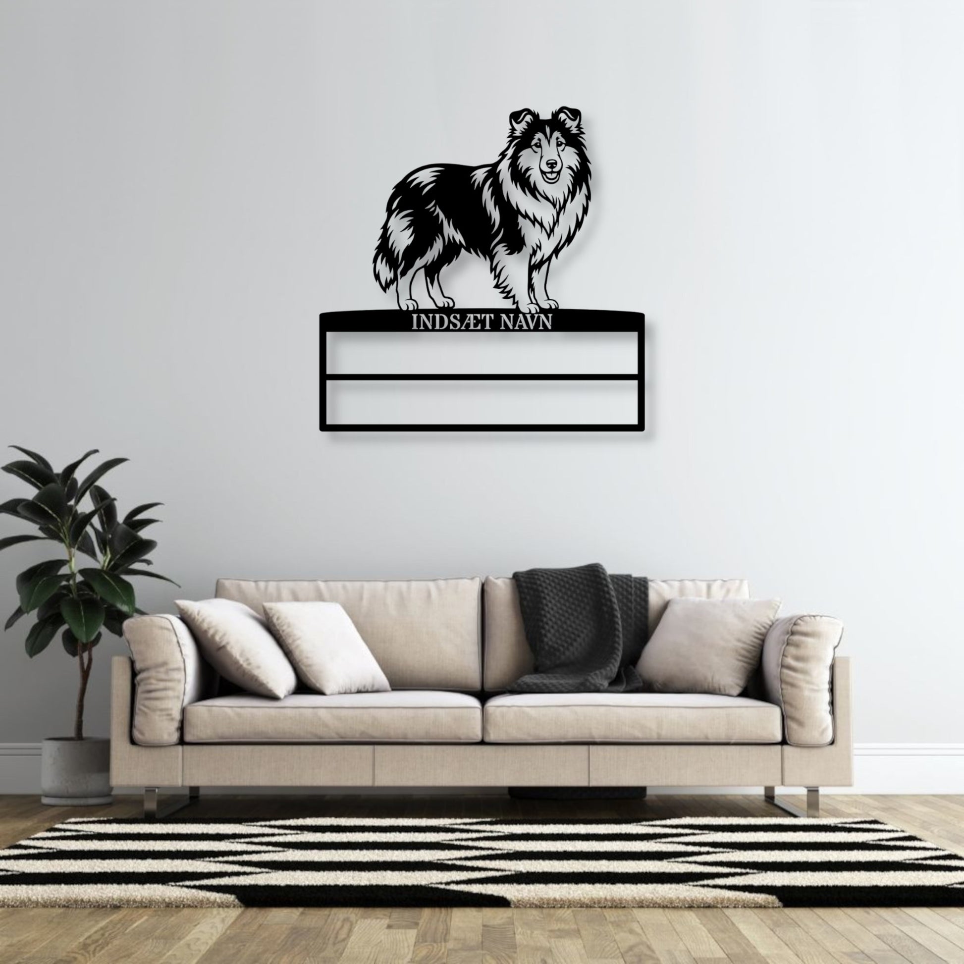 Stort Personlig Shetland Sheepdog metal navneskilt display til rosetter.....