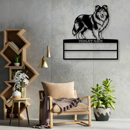 Stort Personlig Shetland Sheepdog metal navneskilt display til rosetter....