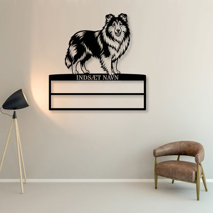 Stort Personlig Shetland Sheepdog metal navneskilt display til rosetter...