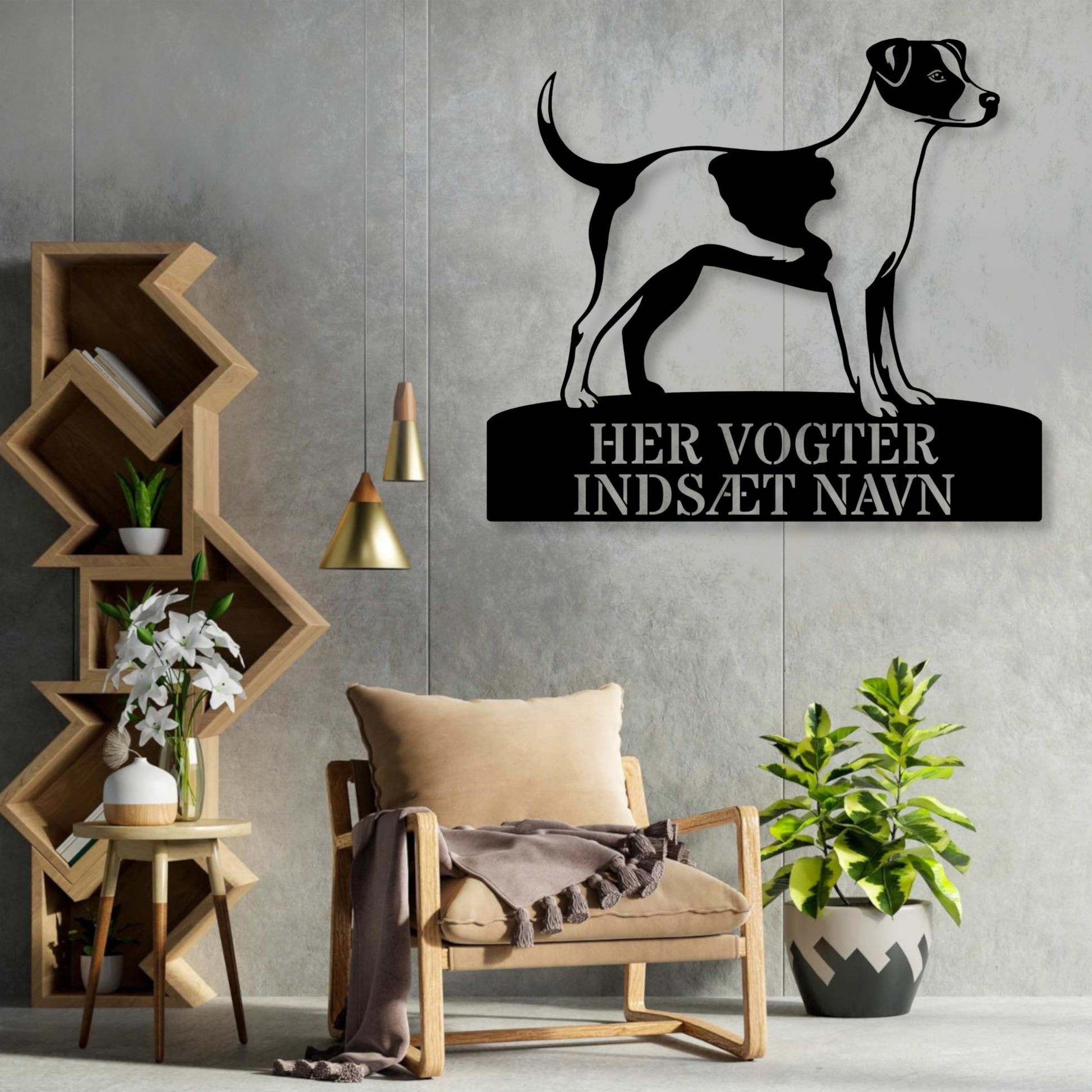 Stort Unik Dansk-Svensk Gårdhund hundeskilt metal navneskilt....