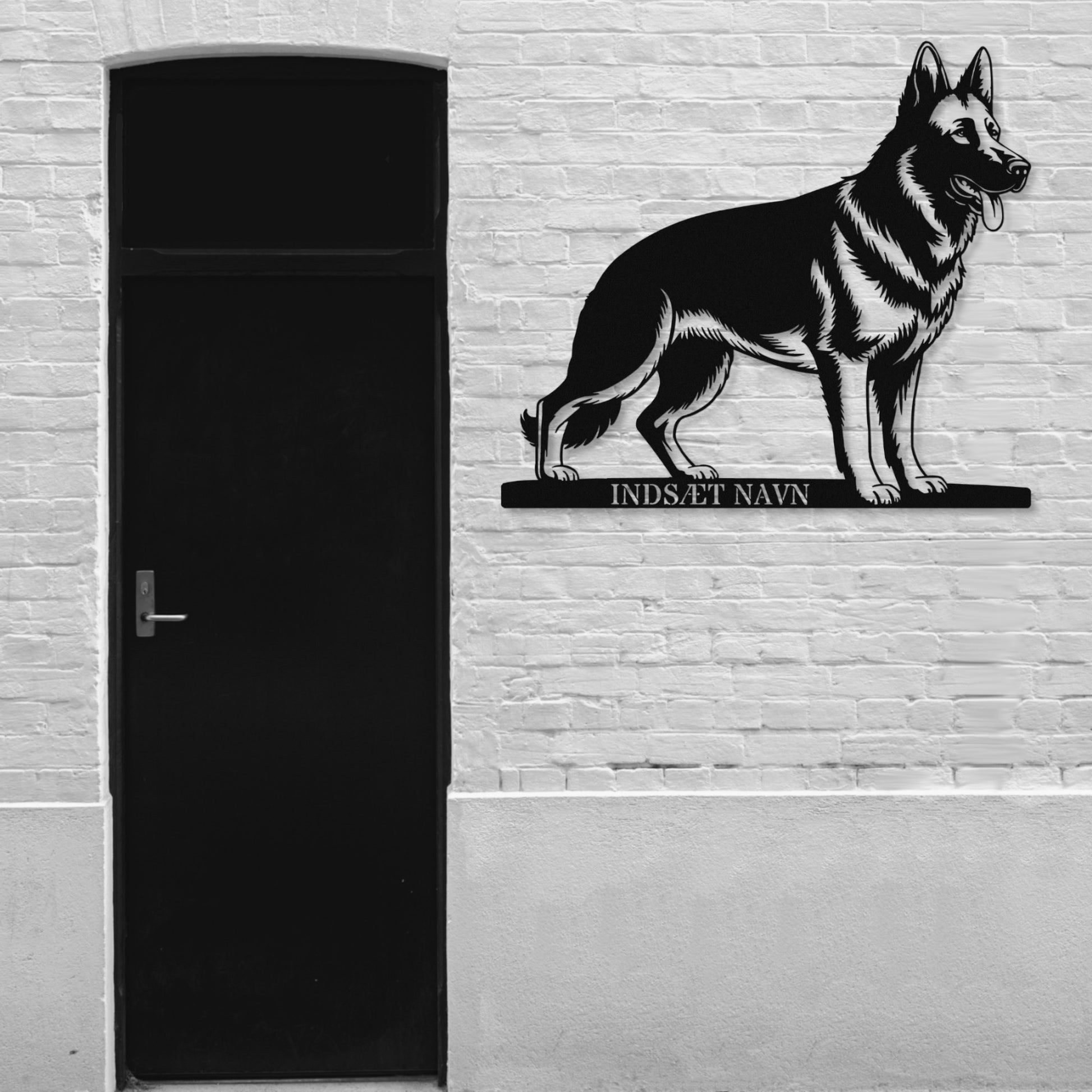 Stort schæferhund væg metalskilt med personlig tekst. Unik Gaveide til hundeejer.......