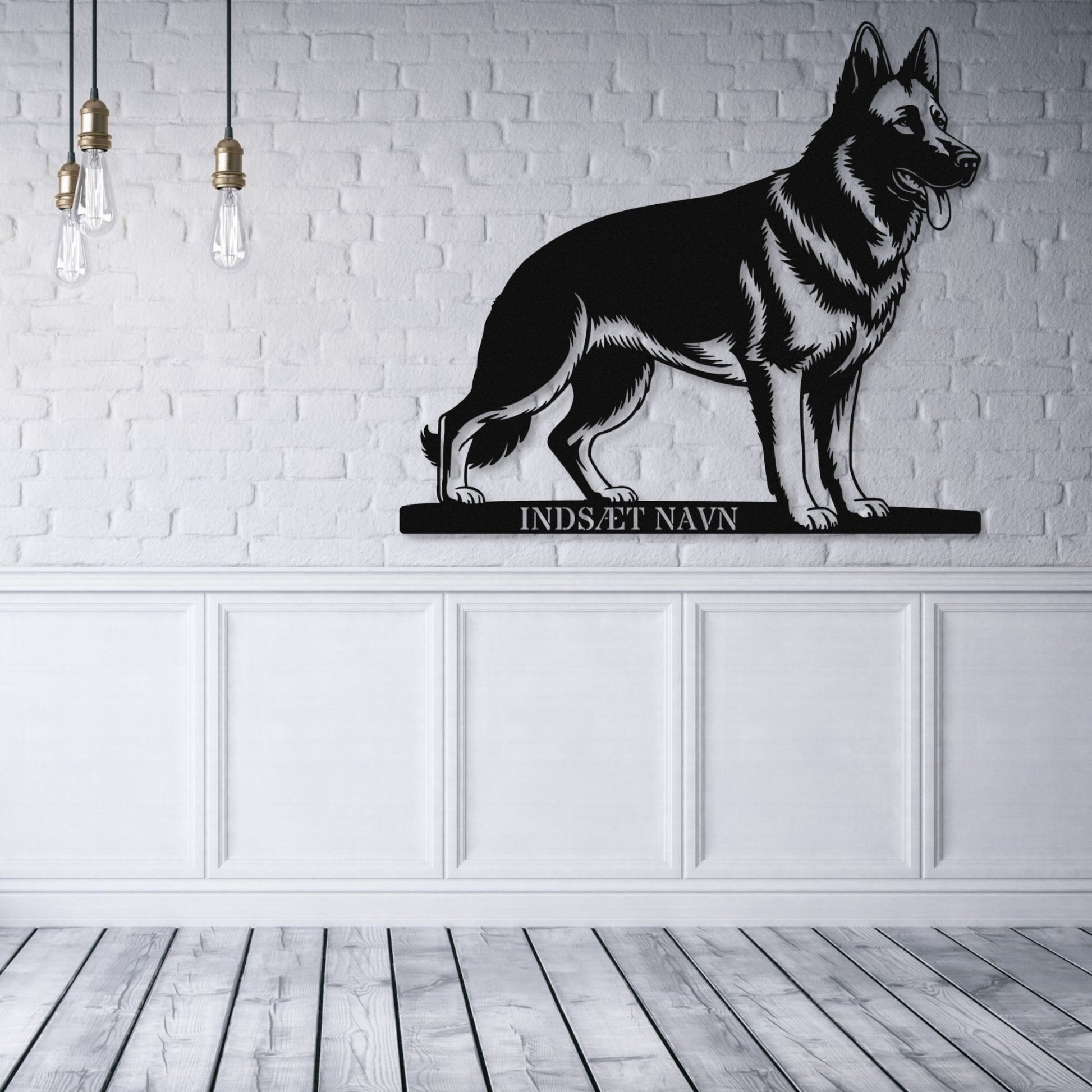 Stort schæferhund væg metalskilt med personlig tekst. Unik Gaveide til hundeejer.....