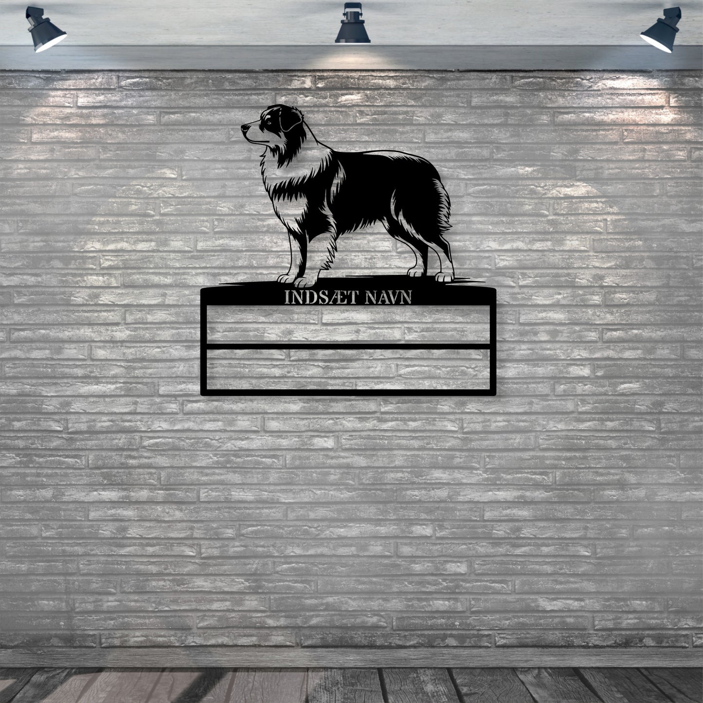 Unik Personlig Australsk hyrdehund væg metalskilt med personlig tekst til rosetter. Unik Gaveide til hundeejer..