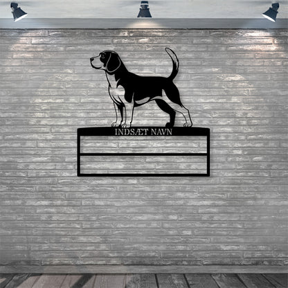 Unik Personlig Beagle væg metalskilt med personlig tekst til rosetter. Unik Gaveide til hundeejer.